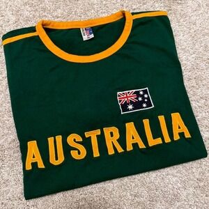 Australia Flag Embroidered World Cup 2026 Jersey Shirt | Green & Gold | XL